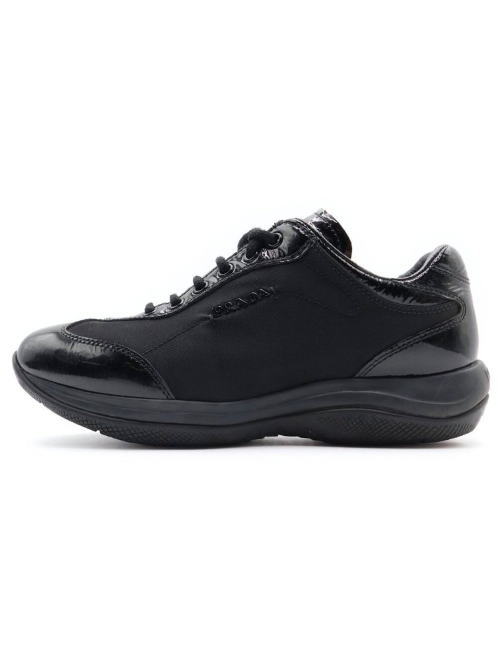 Prada Low Cut Sneakers Enamel Black